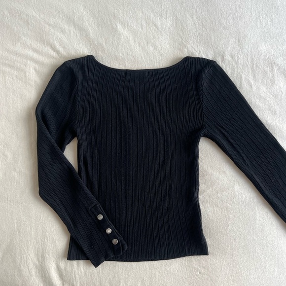 Urban Outfitters Square Neck Knit Top with button detail in black (size M) - Picture 5 of 7